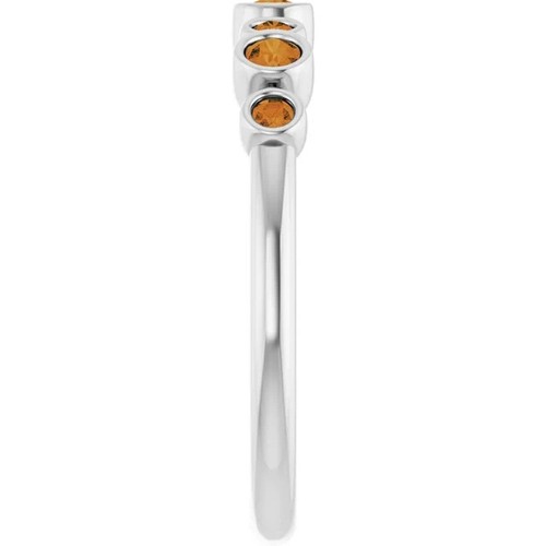 Natural Citrine Bezel-Set Ring In Platinum - Picture 4 of 5