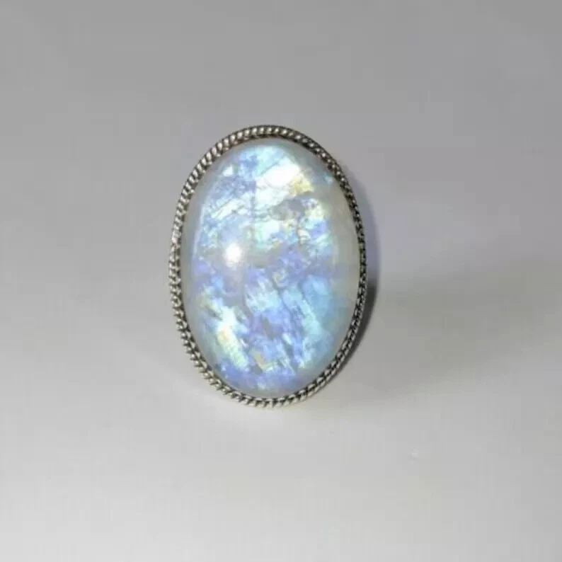 Large Moonstone Ring 925 Sterling Silver Handmade Women Gift Ring All Size C412 - Image 2 of 4