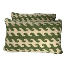 Safavieh Linos Pillow Cushion Green Set of 2 Wool Cotton Embroidered 