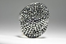Black crystal ring cocktail bubble dome ring women   Size 7.25