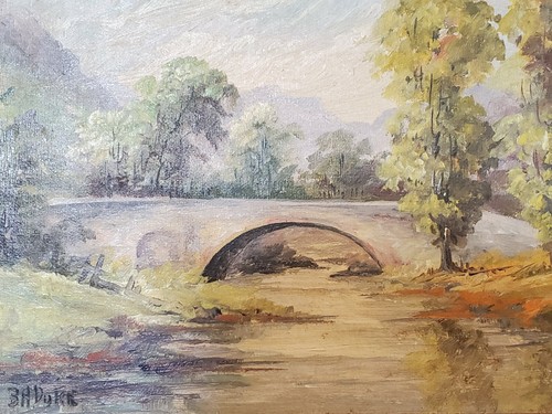 ORIGINAL BERTHA DUKE HATTON INDIANA ARTIST OIL PAINTING LANDSCAPE OOC - Bild 2 von 12