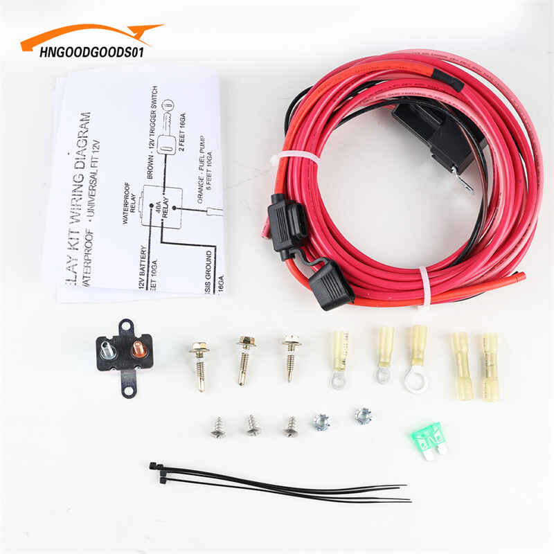Universal Fuel Pump Relay Kit - 40 AMP Waterproof Relay With 30A Fuse, Heavy Duty Wiring Harness For 12V Systems