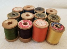 Vintage J P COATS 1.25" Wooden Spools 12 Count Multiple Colors