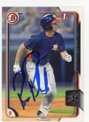 SIGNED BASEBALL CARD AUTO BOWMAN 2015 BRETT PHILLIPS HOUSTON ASTROS RC #137