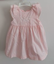 Janie and Jack Baby Girl Light Pink Dress 6-12M White Embroidered Flamingos