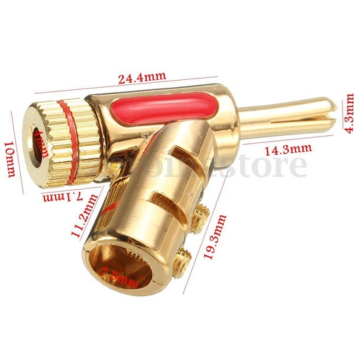 2x SET Audio Lautsprecher High End Winkel Bananen Stecker vergoldet Banana Plug - Bild 7 von 7