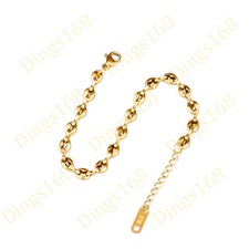 Genuine 18K Yellow Gold Filled High-Polish 4.5mm Puffed Link Chain Bracelet H278