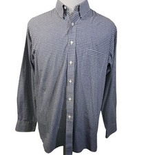 Geoffrey Beene Casual Shirt Men's Size 16.5 34-35 Blue Plaid Long Sleeve