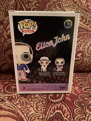 Funko Rock Figurine Pop Vinyl 63 Elton John Red White Blue Glitter Exclusive 9 cm