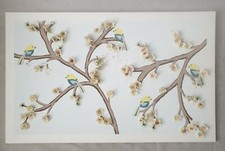 Large Painting of Birds Perching on Blossom Tree on Stretched Canvas 48" x 30"