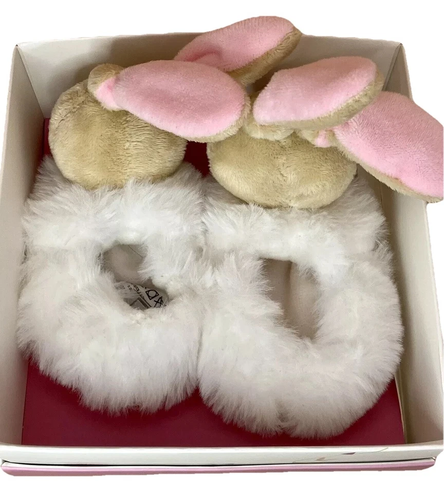 Doudou et Compagnie Paris Bunny Slippers Pink 0-6 Months Baby Girl New Boxed - Image 2 of 4
