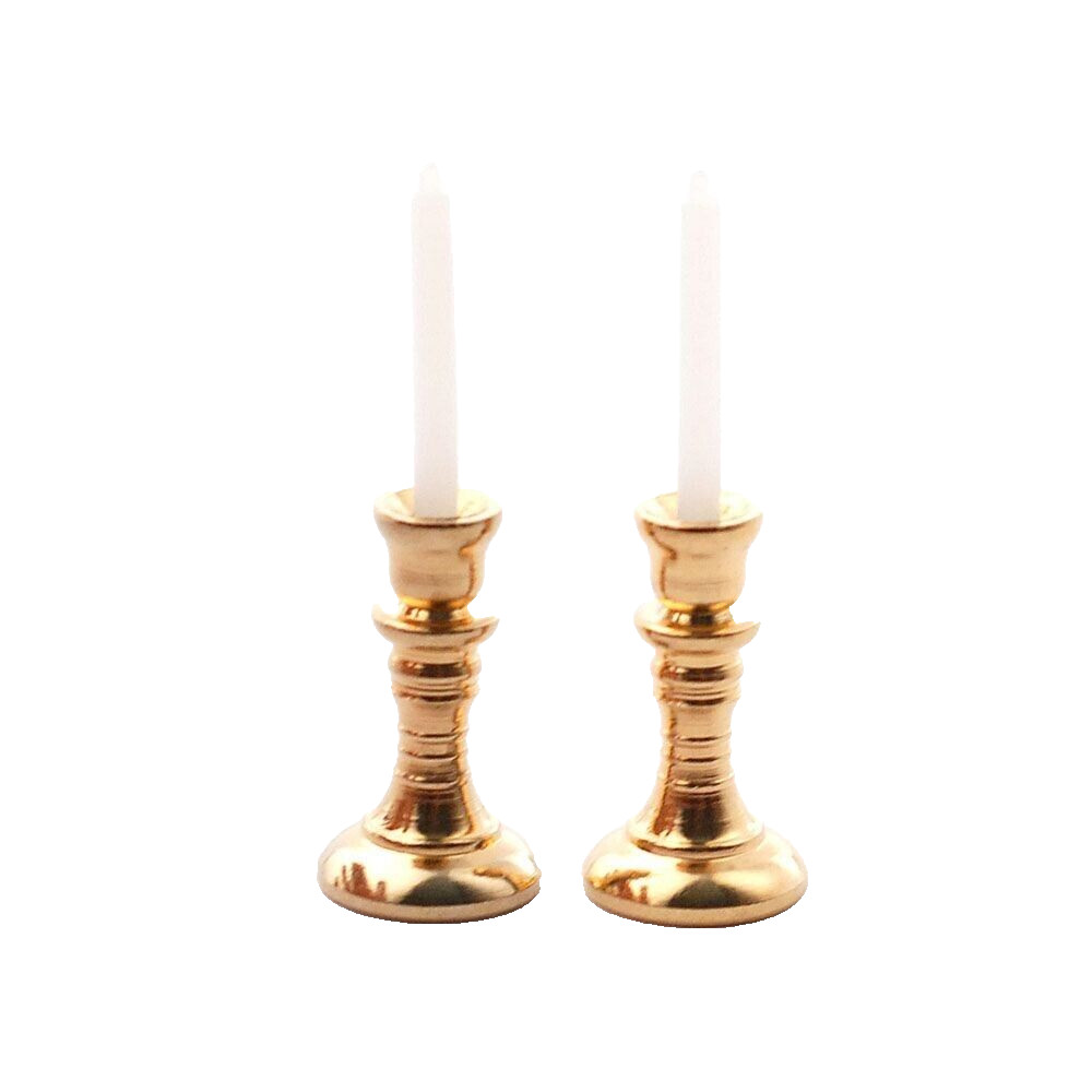 Dolls House Candlesticks x 2 Dining Lounge Accessory Miniature 1:12th Scale (D)