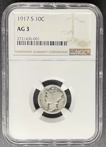 1917-S Mercury Dime NGC AG-3, Buy 3 Items, Get $5 Off!!