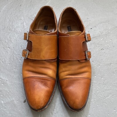 RALPH LAUREN Size 8.5 Brown Wingtip Leather Monk Strap Loafers Ralph Lauren Purple Label Leather Upper Brown Dress Shoes  main image 4