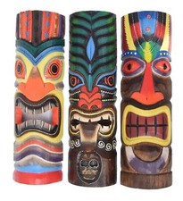 3 Maschere Tiki 50Cm 3 Maschere Da Parete Tiki Hawaii Maui Tikki