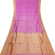 Vintage Pink Sarees 100 Pure Silk Zari Handwoven Brocade Sari 6YD Craft Fabric