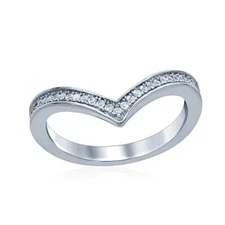 Sterling Silver CZ V Shaped Ring