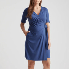 Quince Tencel Jersey Maternity & Nursing Wrap Dress S