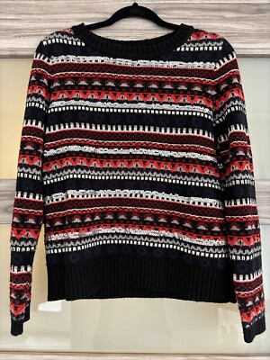 VTG J Crew Sweater Women s S Pullover Blue Fair Isle Holiday Lambs Wool Casual