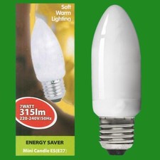 1x 7W Low Energy Power Saving CFL Candle Light Bulbs Chandeliers ES E27 Lamp