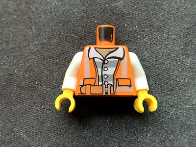 LEGO PART 973PB2605C01 TORSO PRISONER SHIRT ORANGE VEST DYNAMITE MATCHES ON BACK