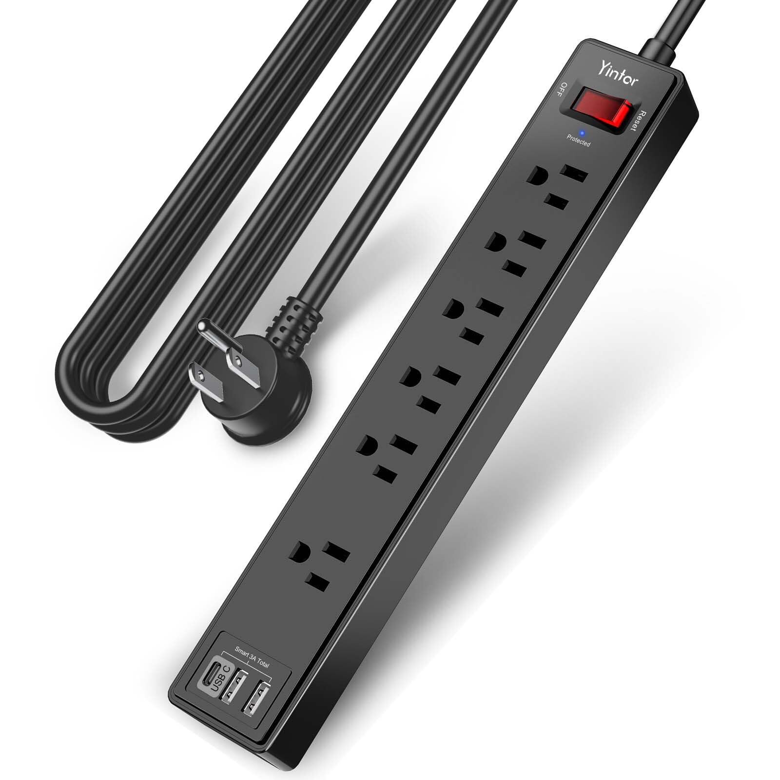 Surge Protector Power Strip (1680J) - 10Ft Extension Cord with 6 AC Outlets a...