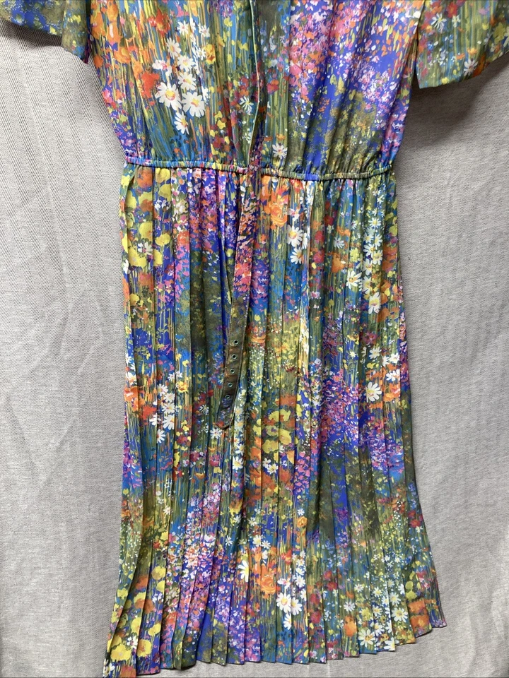Lady Carol Size 12 Dress Vintage Wildflower Print Pleated Midi Boho Cottagecore - Image 2 of 4