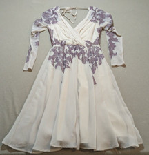 ASOS Women's Lace Placed Kaftan Skater Midi Dress Cream/Purple Size 4