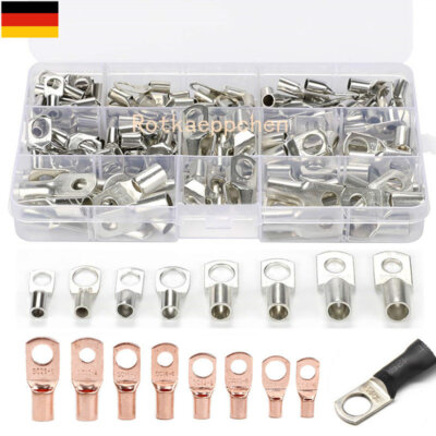 100X 6-35mm² Rohrkabelschuhe Sortiment Ringösen Ringzungen