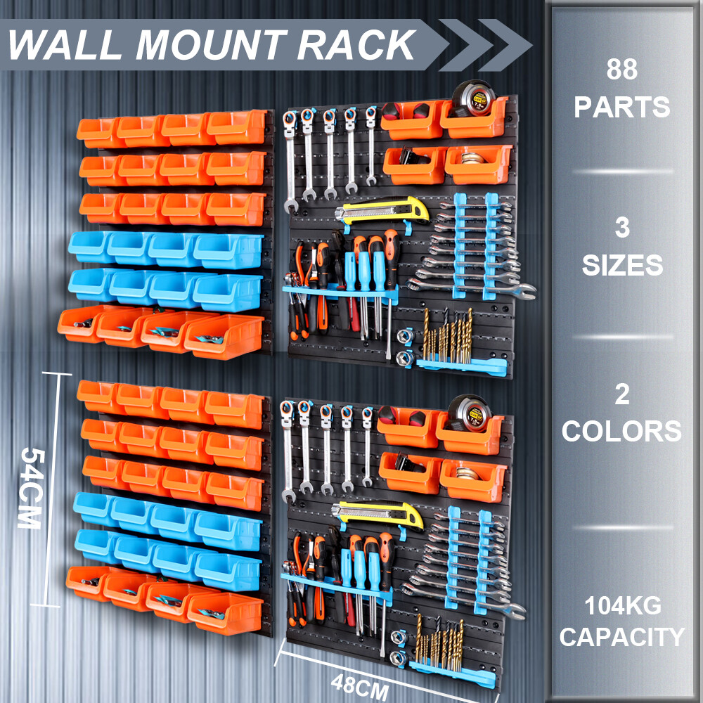 HORUSDY Parts Storage Bin Rack System Wall Mount Workshop Garage Tool ...