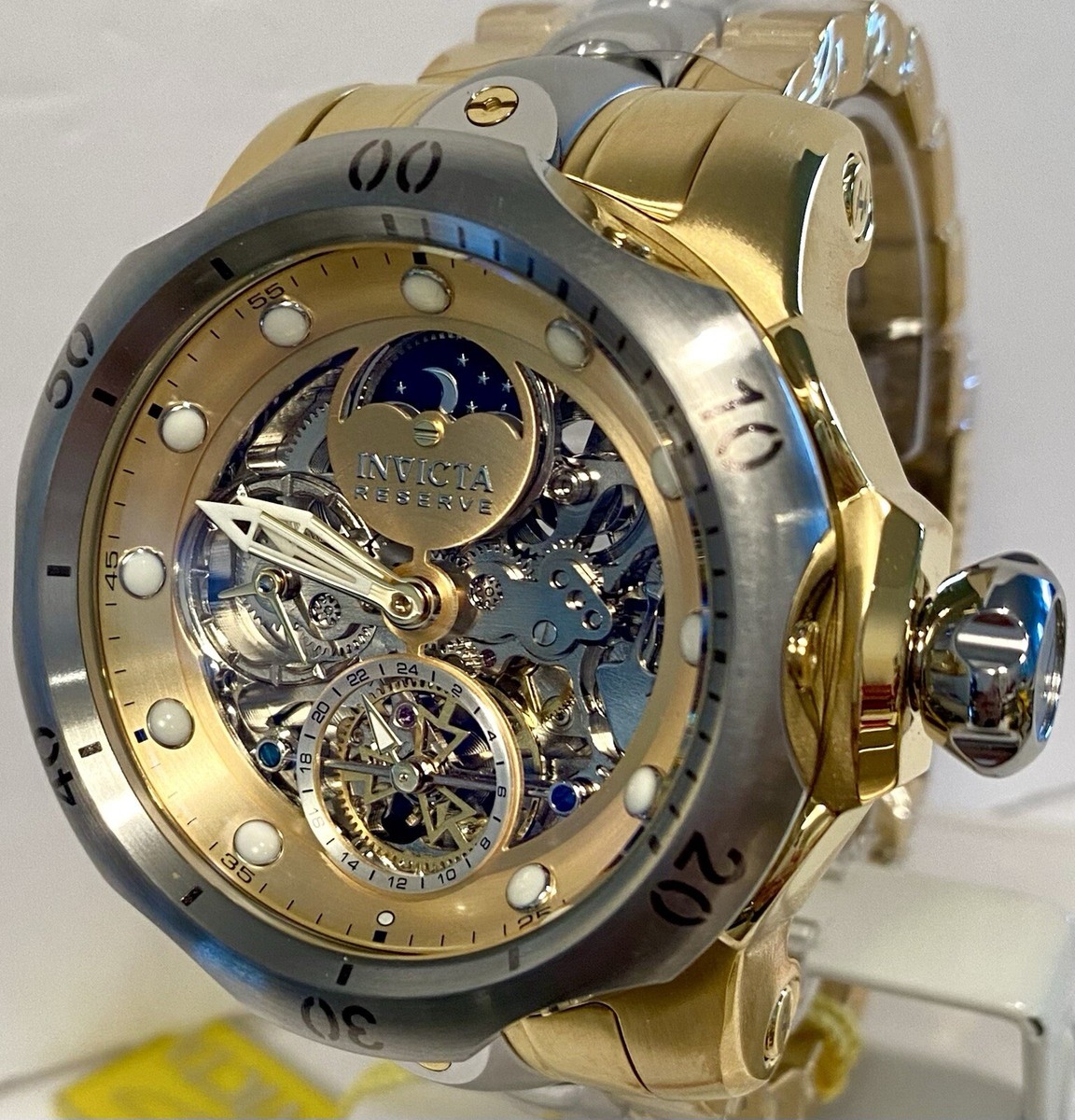 54mm Auto Skeleton | Two-Tone Bracelet | DUAL TIME | Invicta