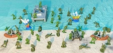 WWII U.S.M.C. Pacific Beach Assault Bundle - 54mm unpainted plastic toy soldiers