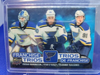 2020-21 UD Tim Horton Franchise Trios Benningto & O'Reilly & Tarasenko Blues
