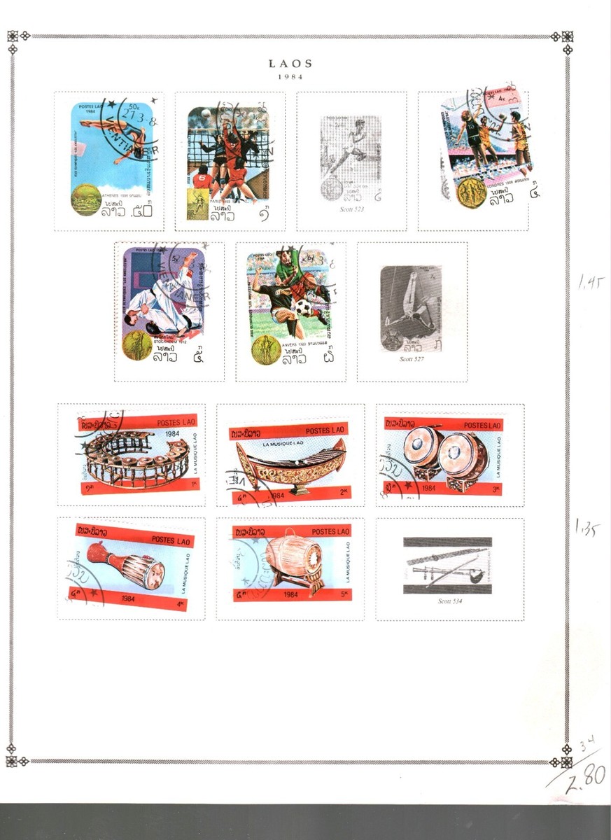 Collection, LAOS Part B Scott Album Page, 1978/1985, Cat $35, Mint