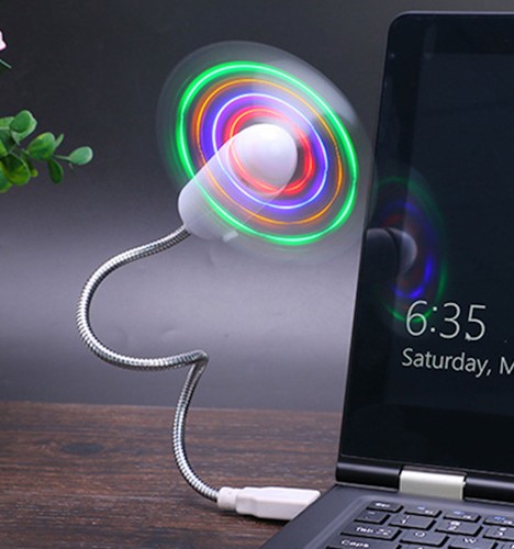 LED LIGHTED flexible USB POWER COOLING Mini FAN for Travel Laptop Computer PC - Picture 4 of 14