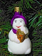 Hand-Blown Glass Ornament Snowman 3" Modern Tree Decoration Ukraine 2018