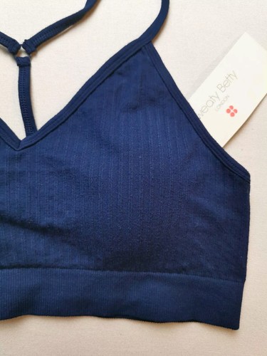 SWEATY BETTY Women Size UK XL Mindful Seamless Yoga Bra NEW Blue Removable Pads - Picture 4 of 13