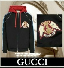 Gucci Bomber jacket LARGE zip sweatshirt BIG & TALL hoodie Black Red Blue Unisex