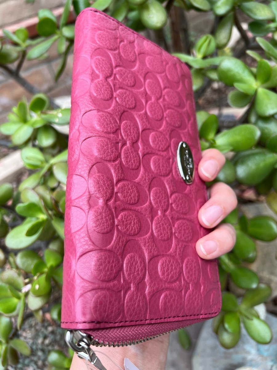 COACH F52557 SIGNATURE EMBOSSED PEBBLE LEATHER ACCORDION ZIP