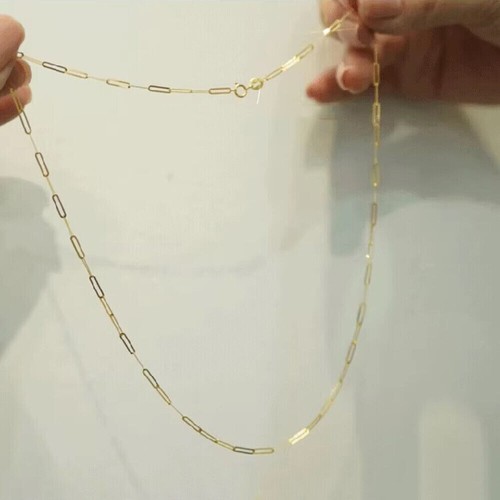 Au750 Real 18K Yellow Gold Women Luck Long Cable Rolo Chain Link Necklace 18"L - Picture 5 of 5