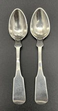 Pair Of Rare Miniature  American Coin Silver Tea Spoons Marked J•S•P