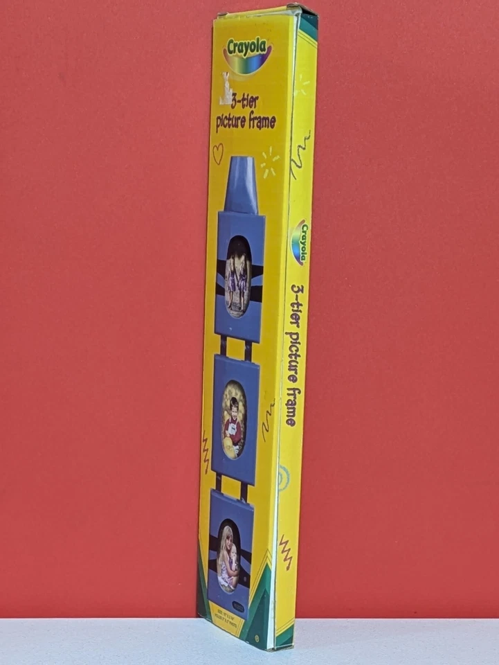 Marco de fotos Crayola 2003 Binney & Smith de 3 niveles nuevo en caja - azul - nuevo stock antiguo de colección Foto 2 de 4