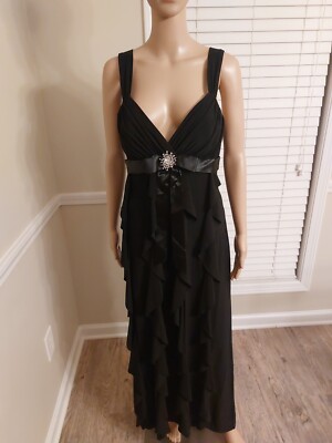 Betsy Adams Black Ruffled Dress Size 10 | eBay