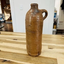 Antique 1800s Salt Glaze German Nassau Selters Stoneware Clay Bottle Jug stamped
