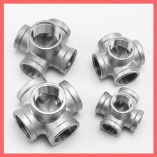 1/2" 3/4" 1" Stainless Steel BSP Female Thread Pipe Fittings 5 Way Connector