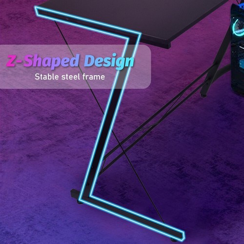 Corner Gaming Desk L Shaped Round Computer Desk Workstation With Screen Riser - Picture 5 of 12