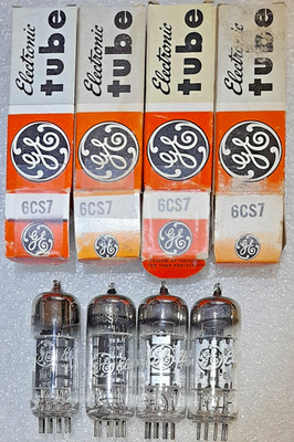 Quad 6CS7 GE NOS black plate Vacuum Tubes, Leben, Triplett 3444 Tested