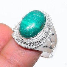 Green Malachite Gemstone 925 Sterling Silver Jewelry All Size Ring For Gift