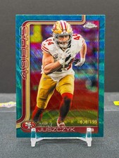 2025 Topps Chrome Football NFL Kyle Juszczyk #270 Aqua Wave Refractor /199 49ers