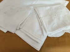 3 x Vtg White Cotton  Floral Hand  Embroidery  Tablecloths 40" Approx